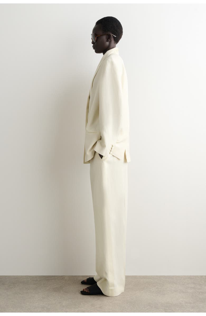 COS Linen-blend Tuxedo Blazer, Alternate, color, Ecru