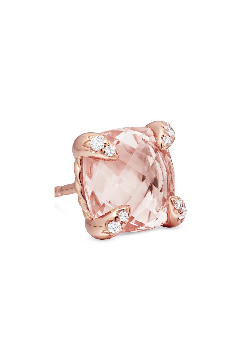 Châtelaine® Morganite 18k Rose Gold Stud Earrings with Diamonds, Alternate, color, ROSE GOLD/ DIAMOND/ MORGANITE