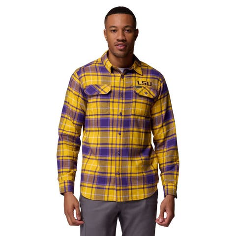 Men's Columbia  Purple LSU Tigers Flare Gun Omni-Wick Flannel Long Sleeve Button-Up Shirt