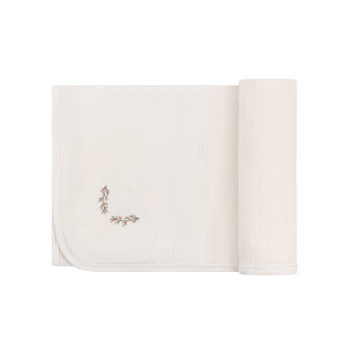Ely's & Co. Organic Wide Rib Embroidered Scallop Collar Collection In Ivory/pink