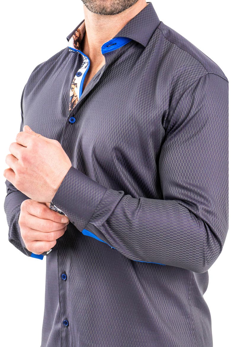 Einstein Jacqxavier Purple Contemporary Fit Cotton Blend Button-Up Shirt, Alternate, color, PURPLE