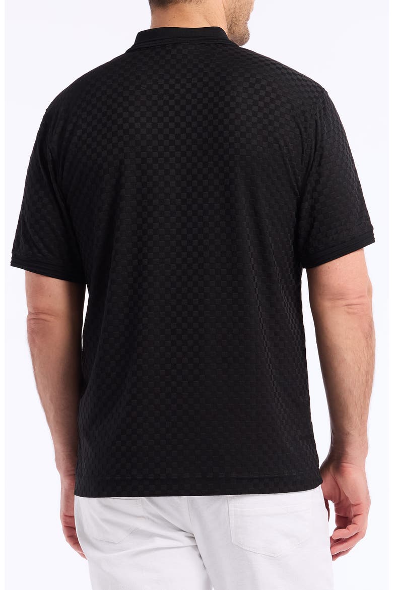 Aaron Checkered Knit Polo, Alternate, color, BLACK