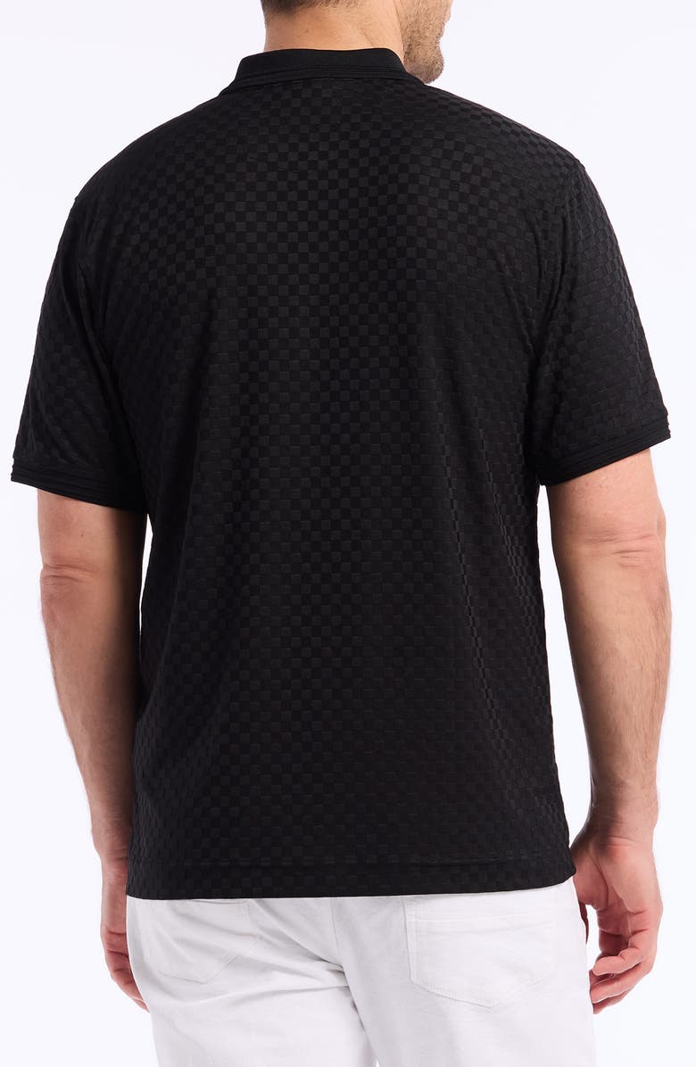 Robert Graham Aaron Checkered Knit Polo, Alternate, color, Black
