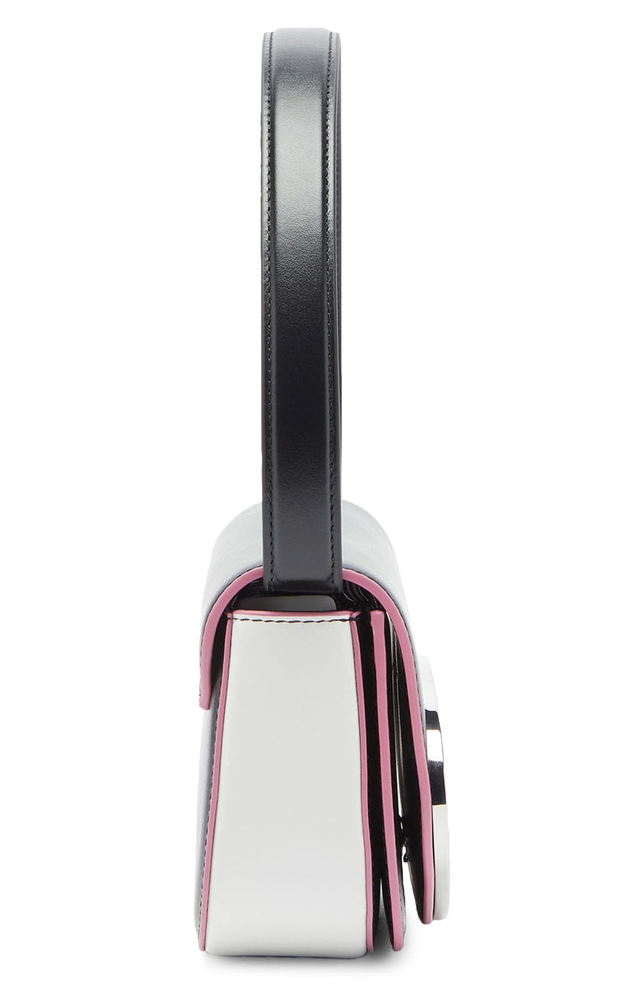 1DR Logo Leather Shoulder Bag, Alternate, color, BLACK/ PINK
