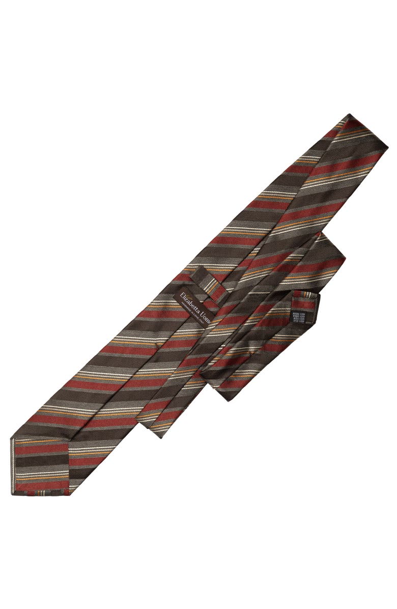 Elizabetta Espada - Silk Jacquard Tie for Men, Alternate, color, Steel Grey And Burgundy