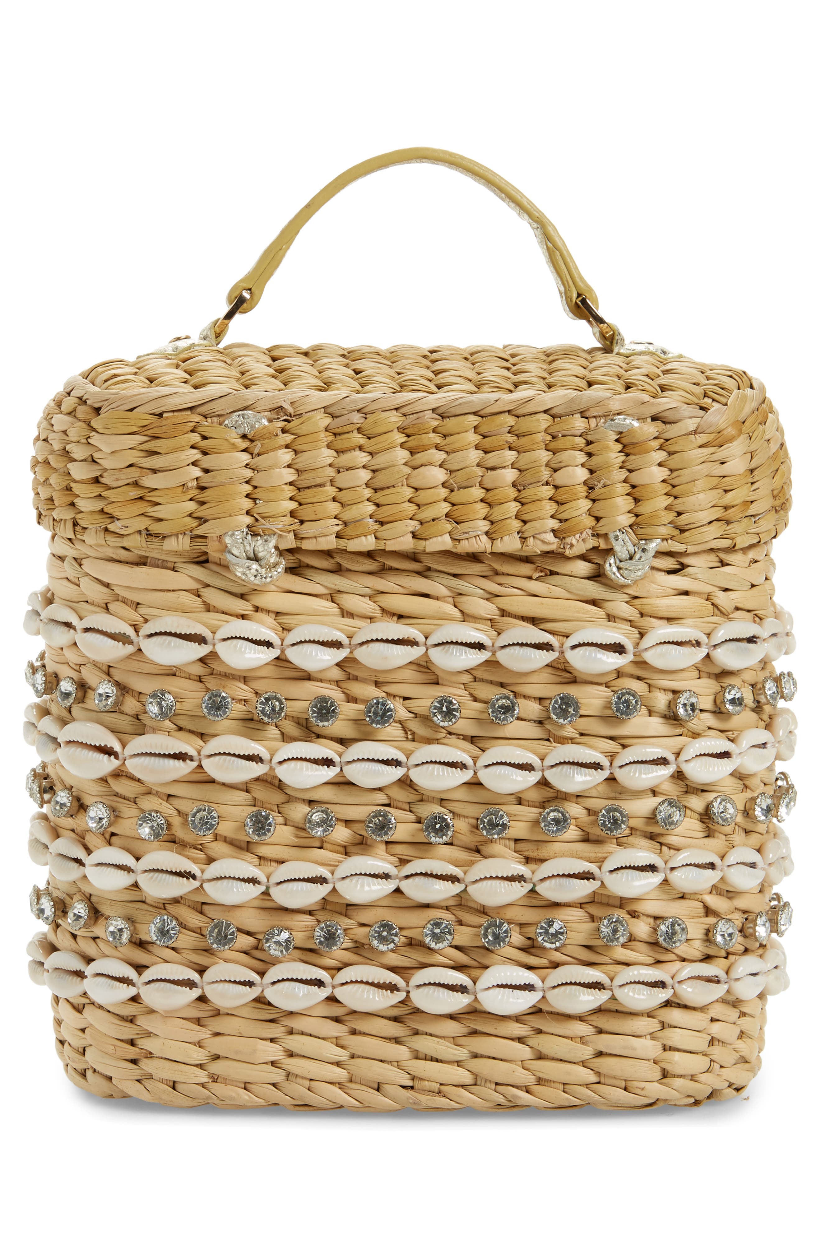 The Ashleigh Canteen Woven Clutch, Alternate, color, NATURAL/ CLEAR BLING