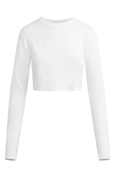 The Laura Stretch Cotton Long Sleeve Crop T-Shirt