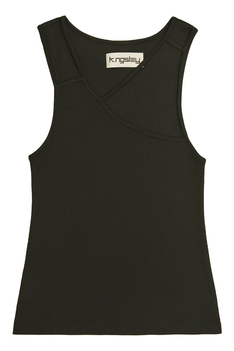 Gender Inclusive Fist Geometric Cutout Rib Tank, Alternate, color, BLACK