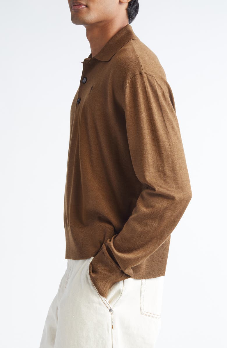 AMI PARIS Ami de Coeur Wool & Silk Polo Sweater, Alternate, color, Hazelnut