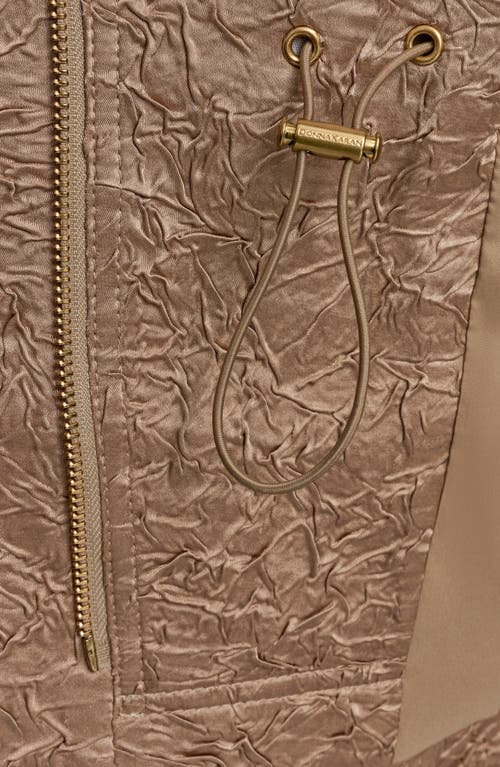 Donna Karan New York Textured Satin Zip Front Vest In Hazel