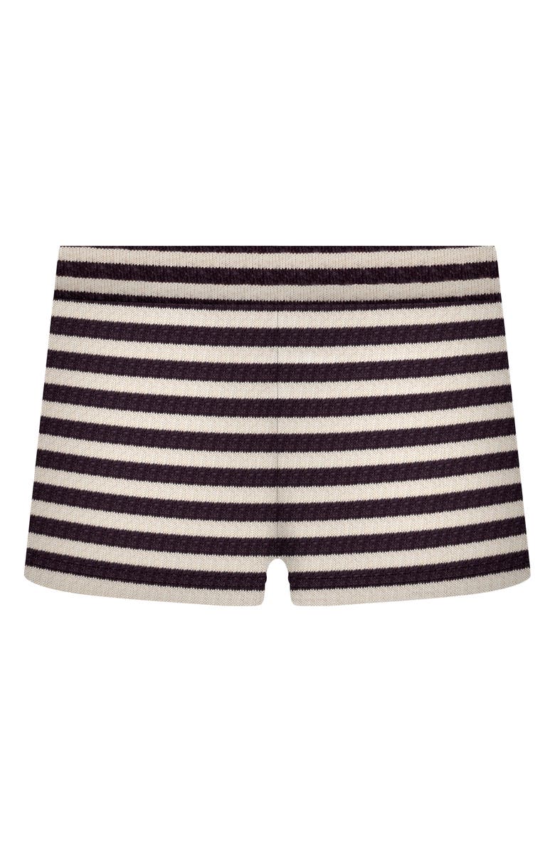 LIONESS Bloom Stripe Knit Shorts, Alternate, color, Beige Chocolate