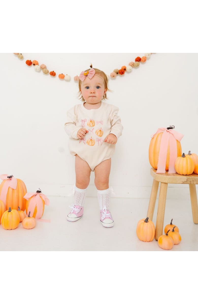 Sweet Wink Pumpkin Long Sleeve Romper, Alternate, color, 