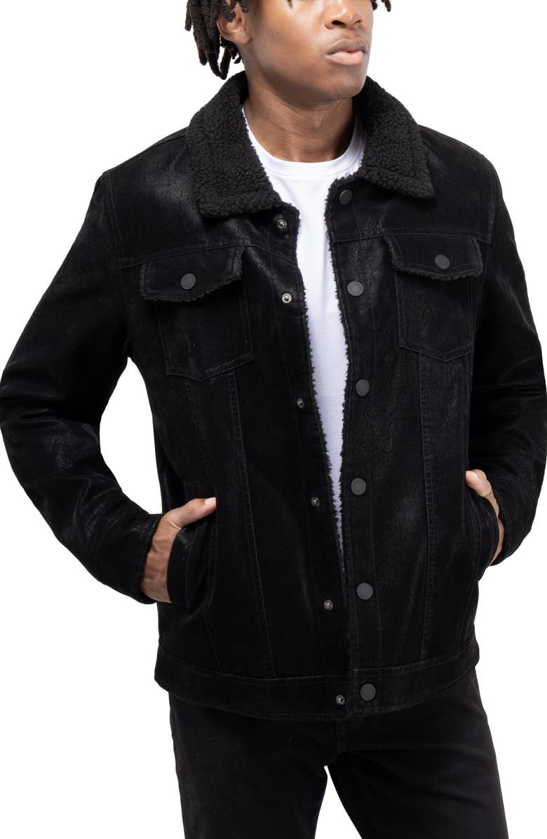 XRAY Faux Shearling Lined Trucker Jacket, Alternate, color, Black