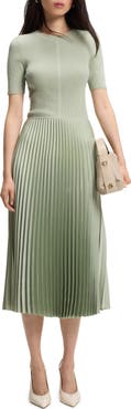 BOSS Fadridi Short Sleeve Pleated Midi Dress