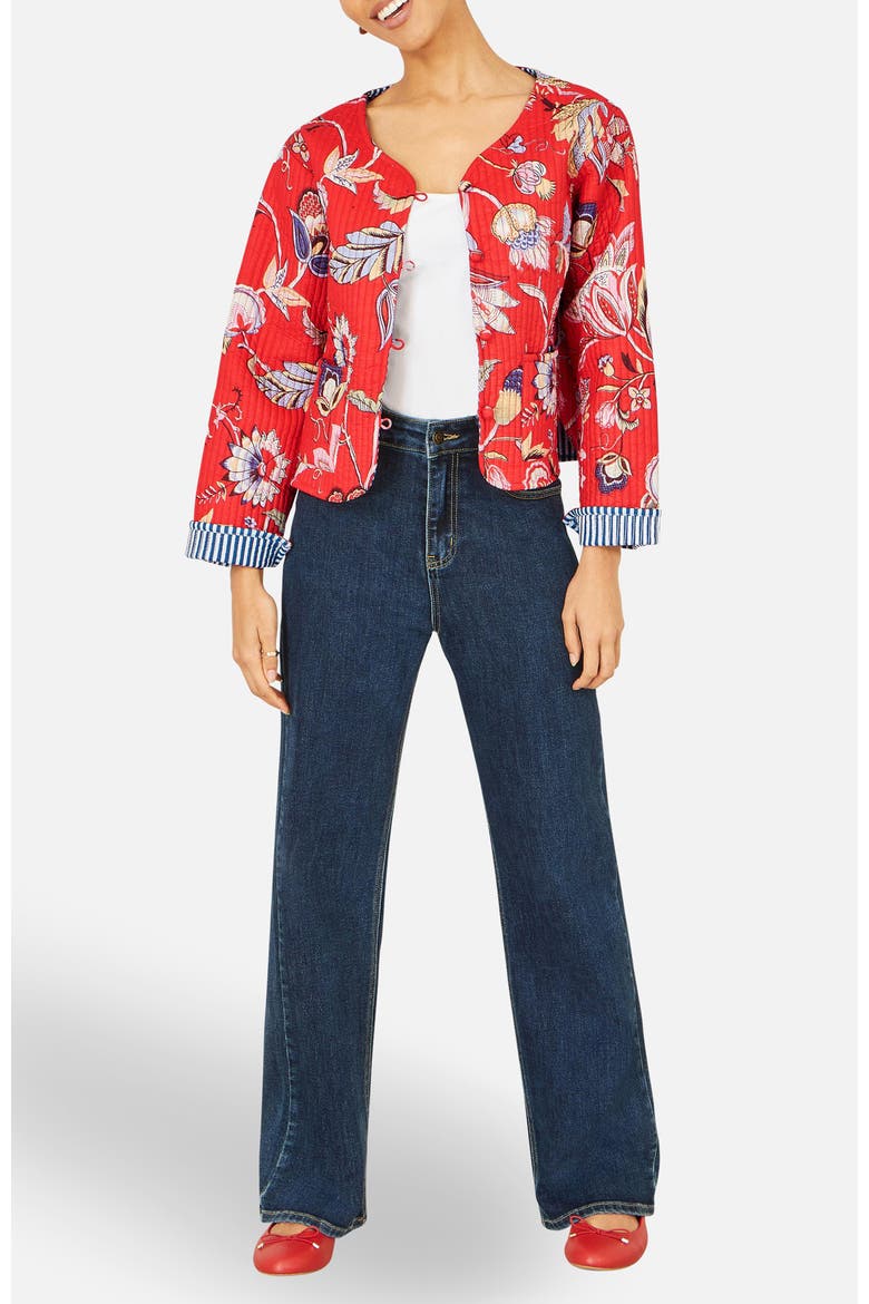 Boho Cotton Reversible Quilted Jacket, Alternate, color, Red