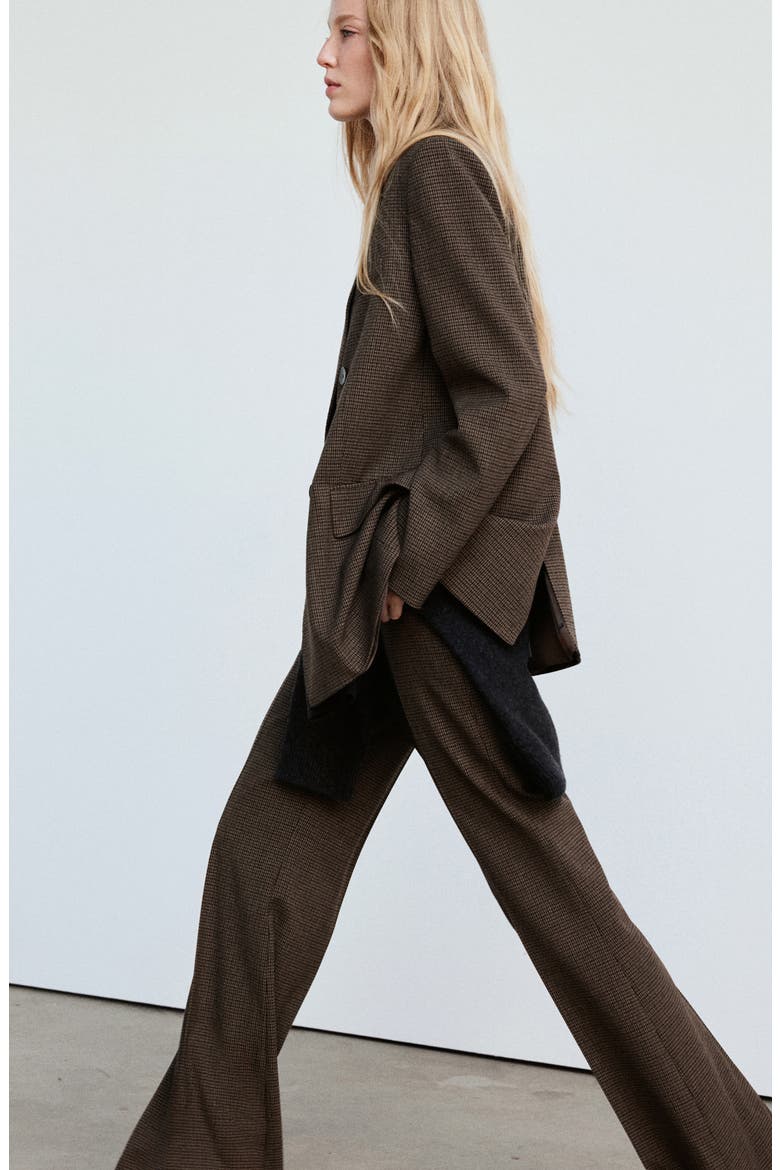 Houndstooth Straight Leg Suit Pants, Alternate, color, CHOCOLATE