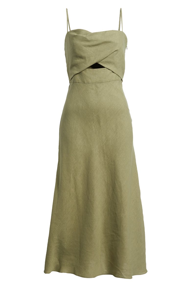 Jada Cutout Detail Linen Dress, Alternate, color, CYPRESS