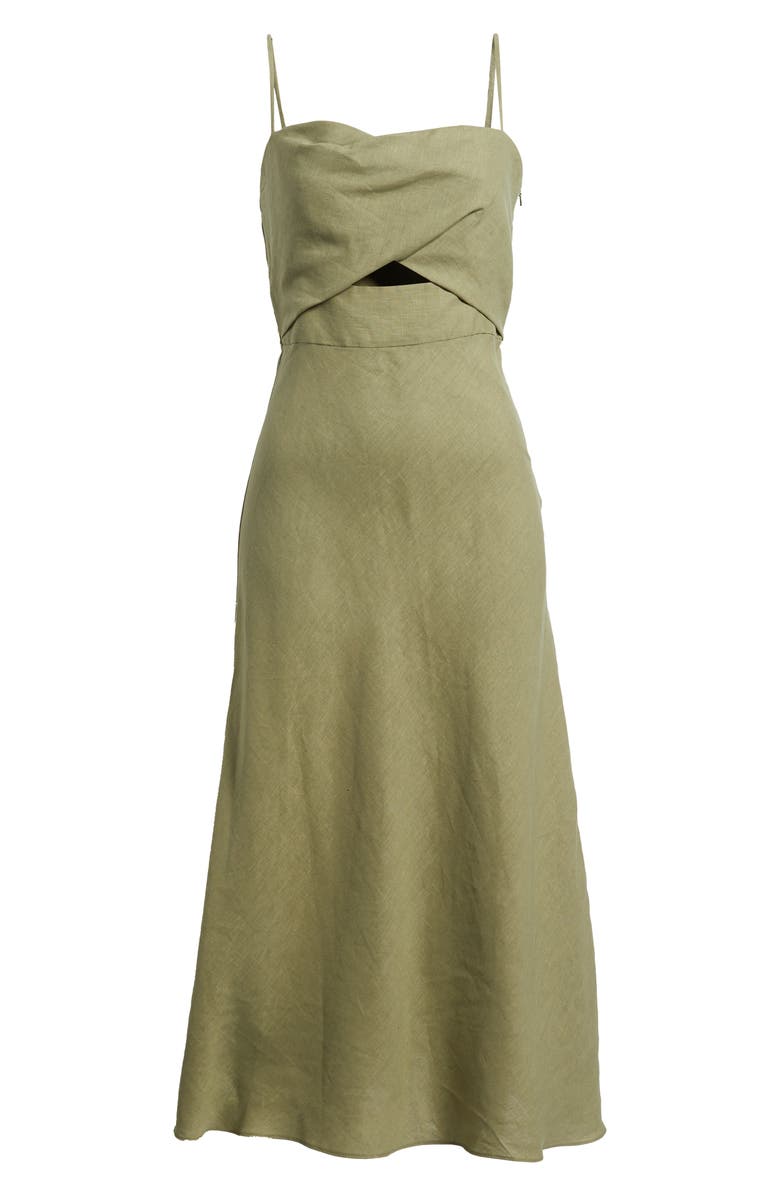 Black Halo Jada Cutout Detail Linen Dress, Alternate, color, Cypress