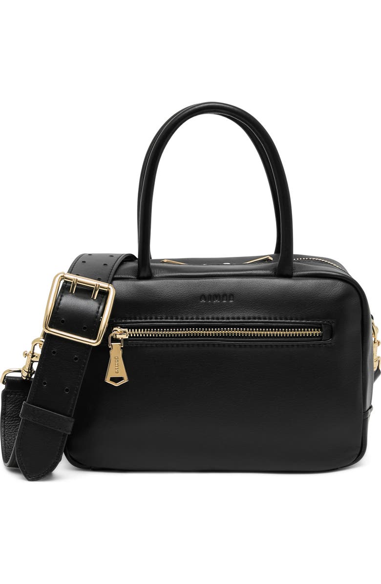 AIMEE Medium Ritual Leather Satchel, Main, color, Black