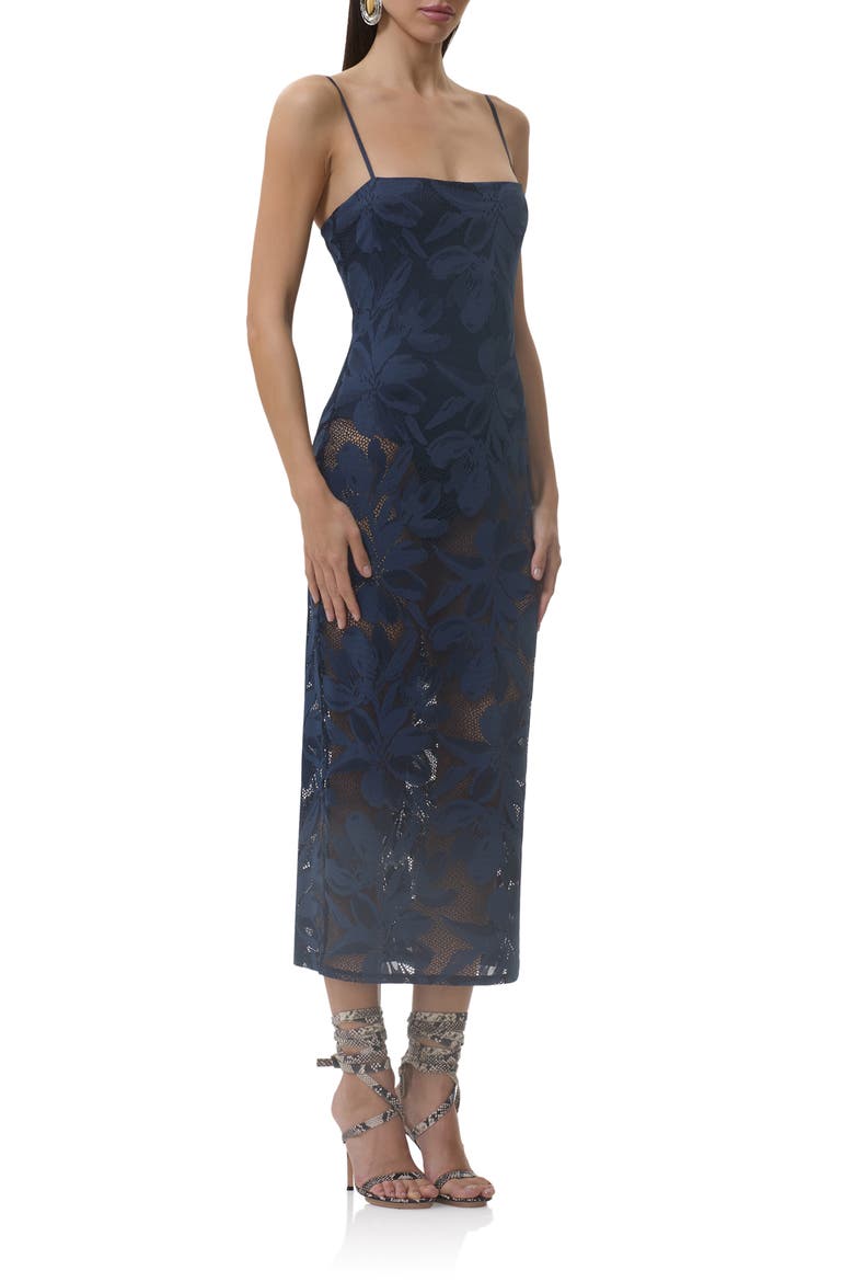Marsaille Lace Midi Sundress, Alternate, color, BLACK IRIS