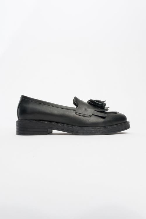 Forever & Always Shoes Milly Leather Tassel Loafer In Black Leather