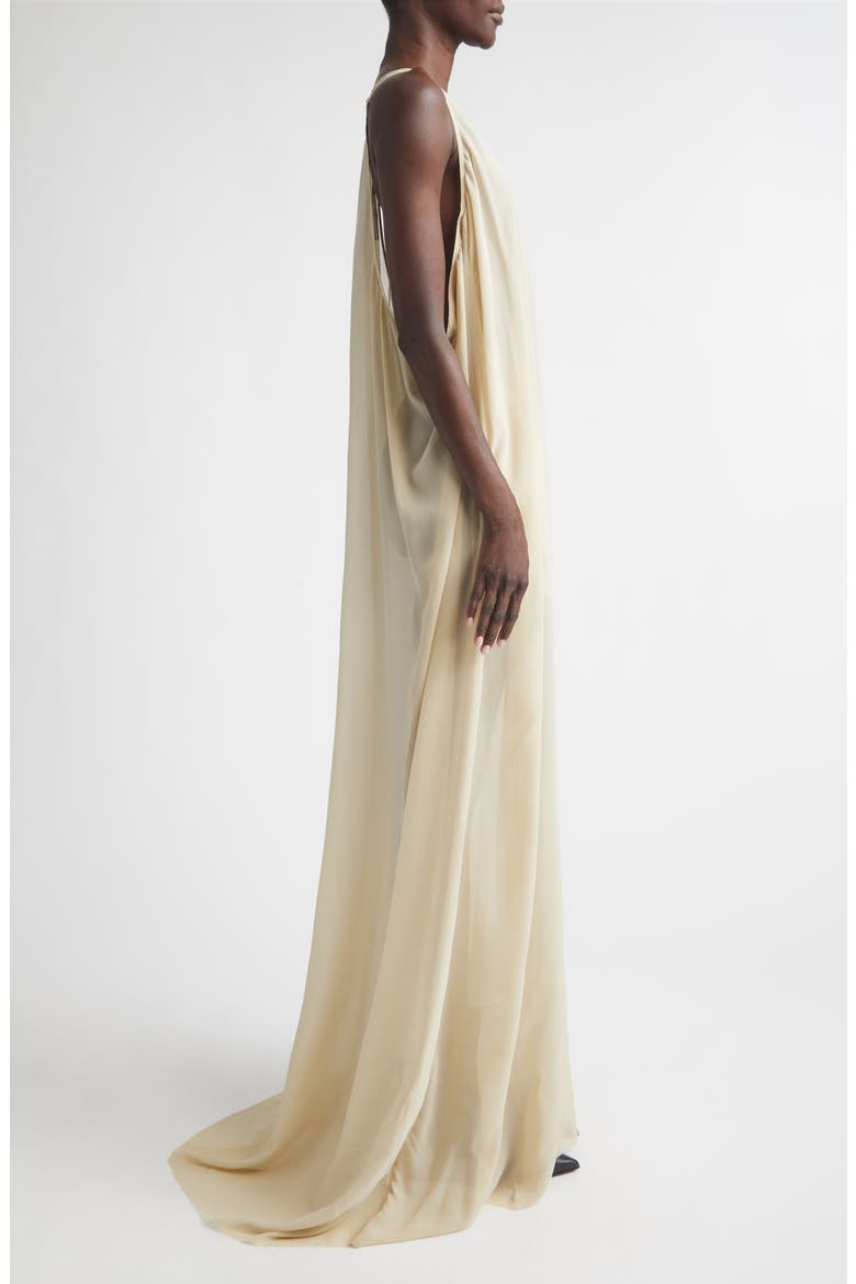 Temple Abito Silk Georgette Tank Gown, Alternate, color, SAND