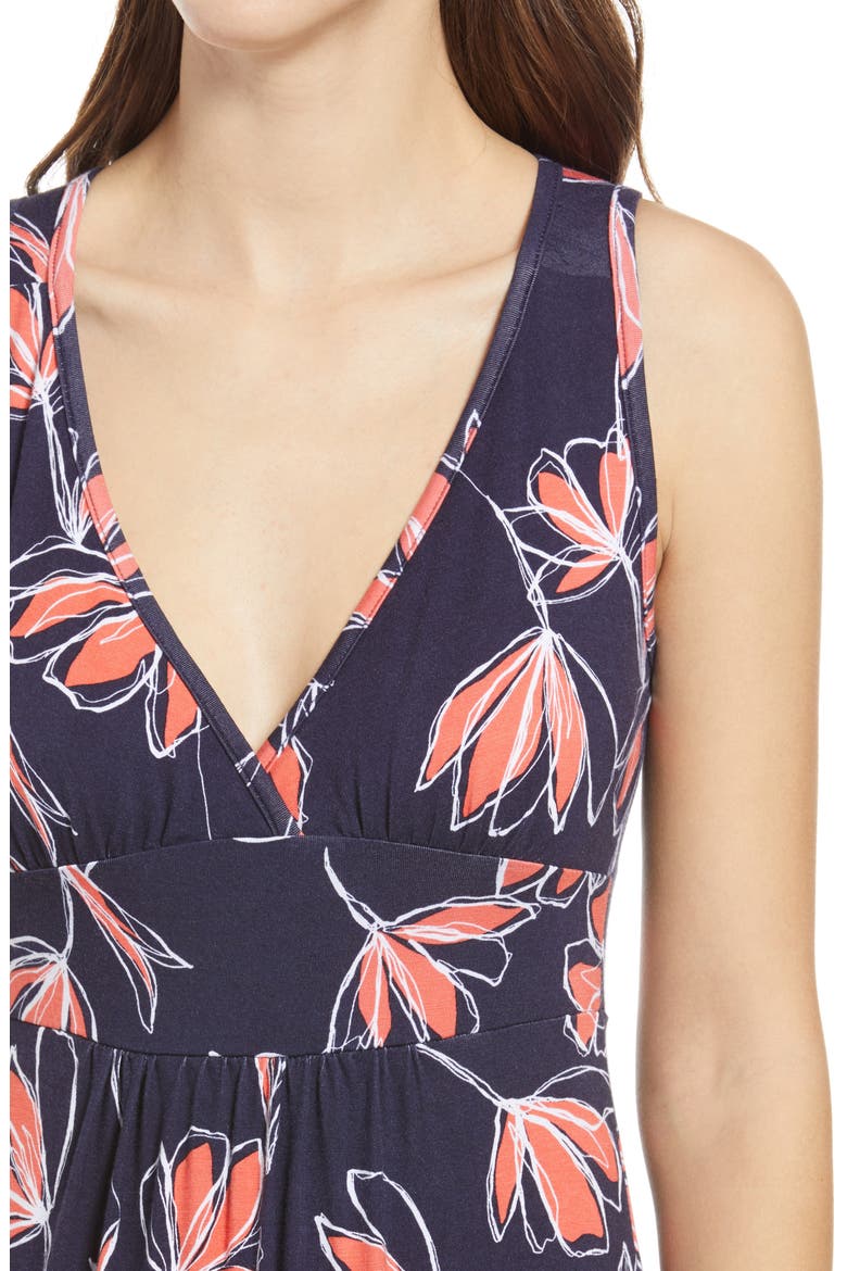 Floral Jersey Maxi Dress, Alternate, color, NAVY/ CORAL