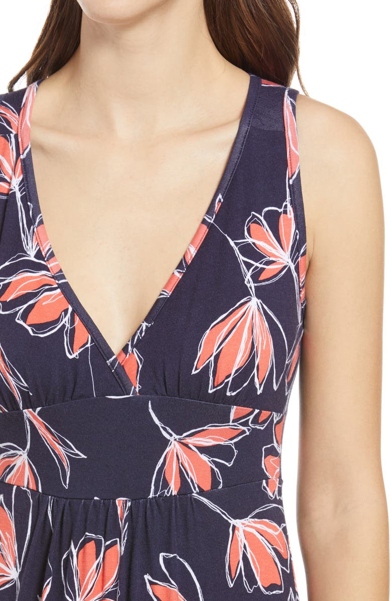 Loveappella Floral Jersey Maxi Dress, Alternate, color, Navy/ Coral