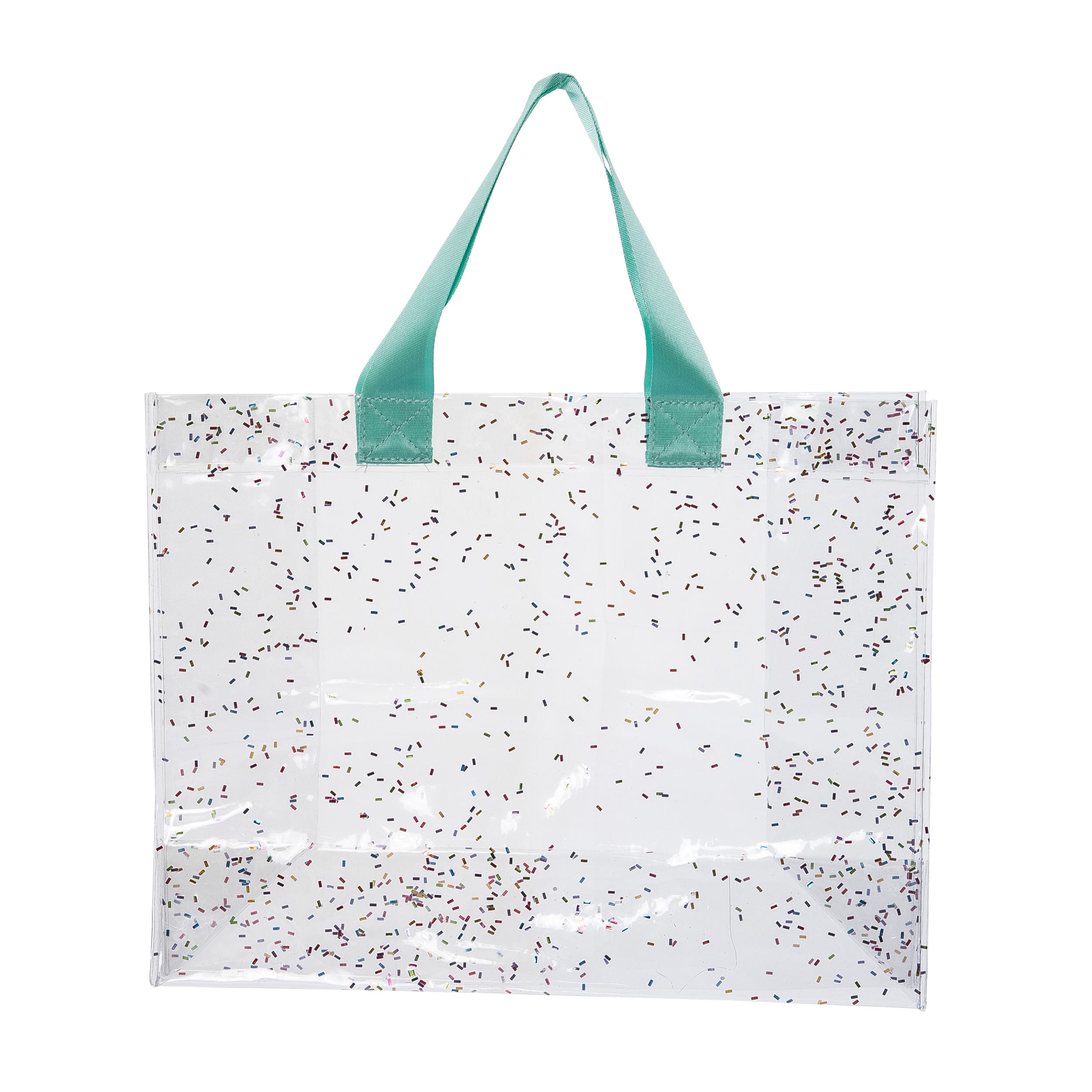 Totalee Gift Large Confetti Glitter Tote Plastic Clear, Main, color, 