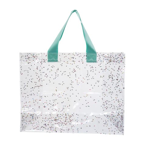 Large Confetti Glitter Tote Plastic Clear