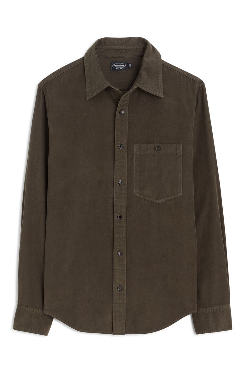 Corduroy Long Sleeve Button Up Shirt, Alternate, color, SOOT