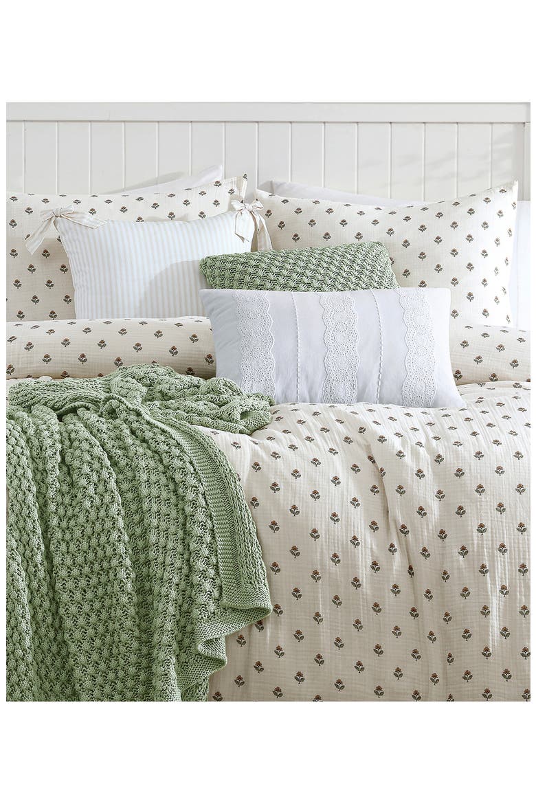 Block Print Cotton Gauze Duvet & Shams Set, Alternate, color, IVORY MULTI
