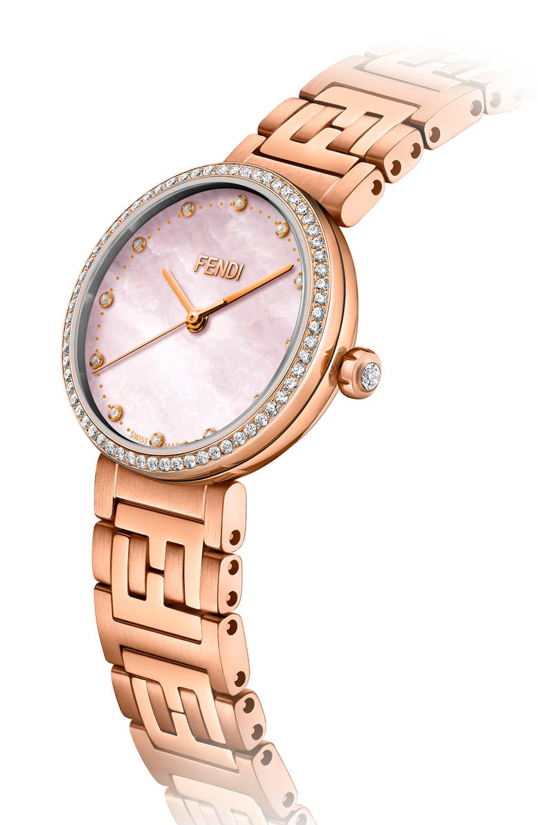 Fendi Forever Fendi Diamond Swiss Quartz Bracelet Watch, 29mm - 0.40 ctw, Alternate, color, Rosegold