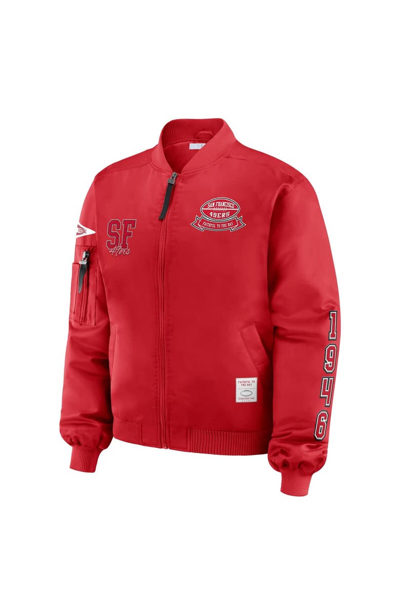 WEAR by Erin Andrews Women's WEAR by Erin Andrews Scarlet San Francisco 49ers Patch Full-Zip Bomber Jacket, Alternate, color, Scarlet