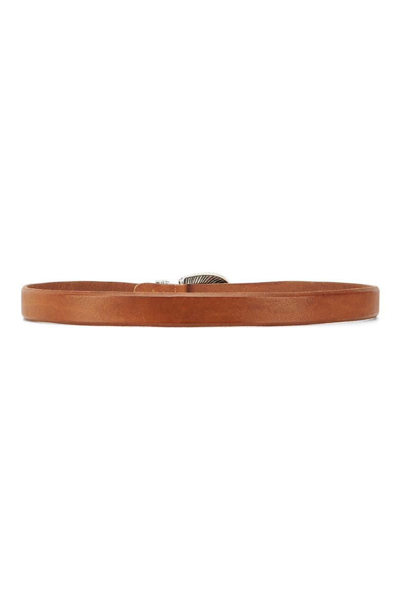 Martellata Leather Belt, Alternate, color, Brown