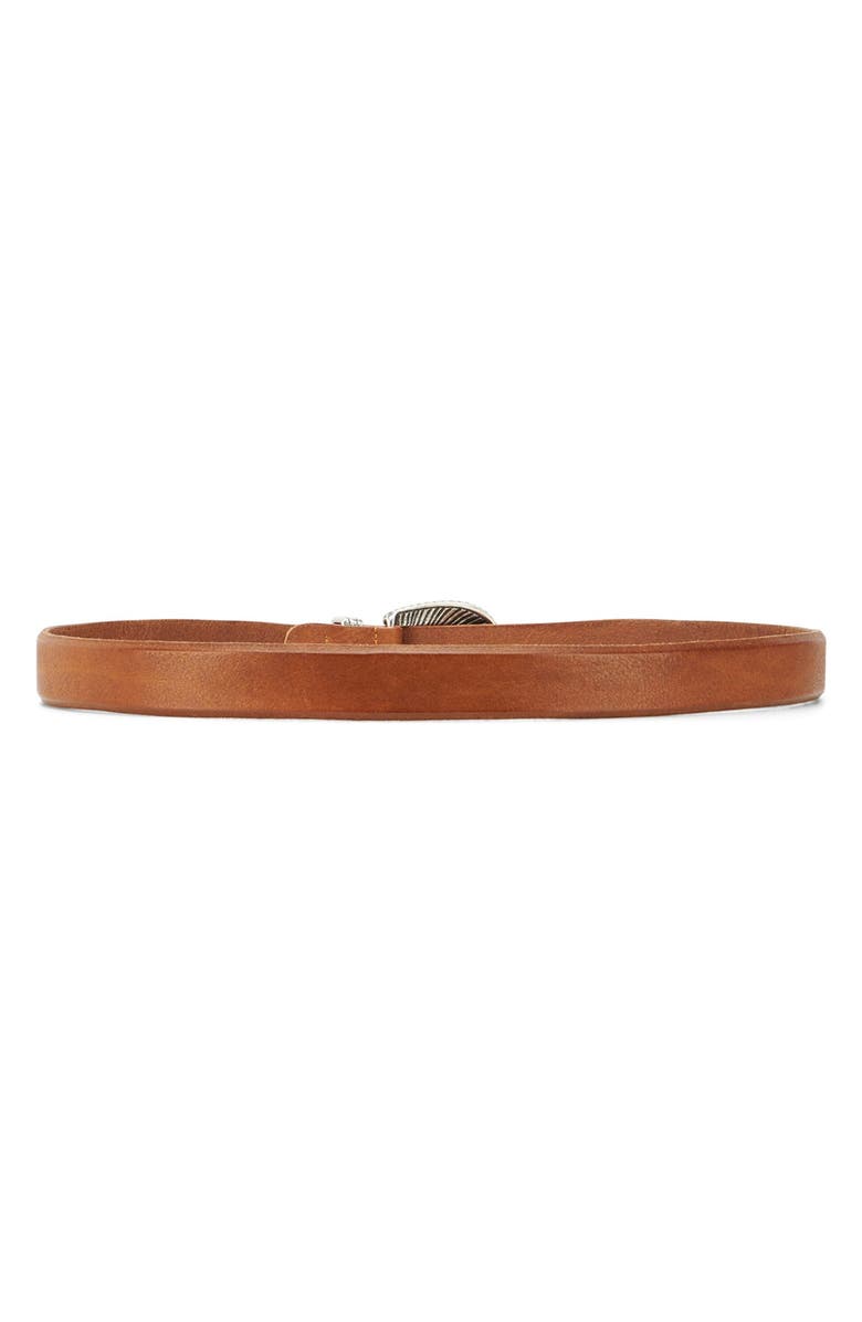 Fortela Martellata Leather Belt, Alternate, color, Brown