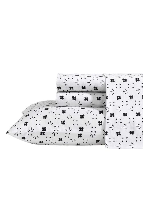 Marimekko Kukkaketo 200 Thread Count Cotton Percale King Sheet Set In Black