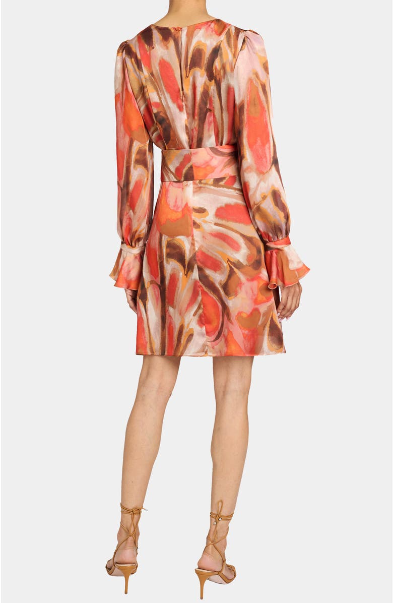 Santorelli DAHLIA Long Ruffle Sleeve Dress, Alternate, color, Syrup Brown