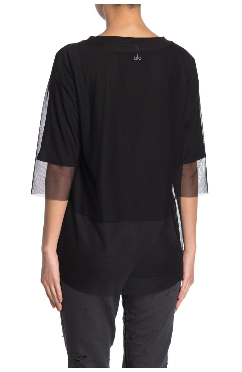 Alo Layer-Up Mesh Overlay T-Shirt, Alternate, color,