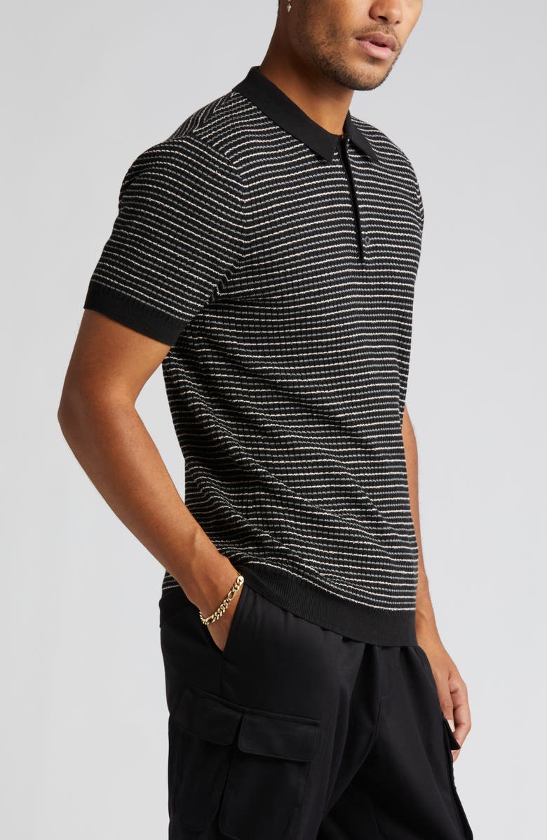 Open Edit Texture Knit Polo Sweater, Alternate, color, 