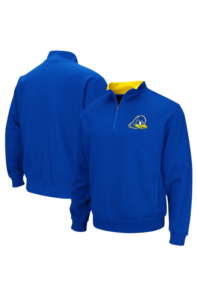 Men's Colosseum Royal Delaware Fightin' Blue Hens Tortugas Logo Quarter-Zip Pullover Jacket, Main, color, Royal
