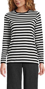 Lands' End Relaxed Supima Cotton Long Sleeve Crew Neck T-Shirt