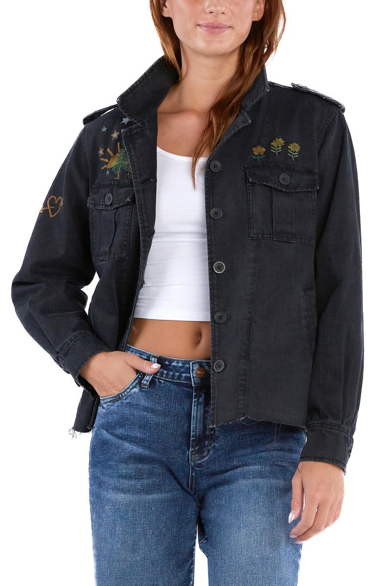 Billy T Tree Power Embroidered Jacket, Main, color, Almost Black
