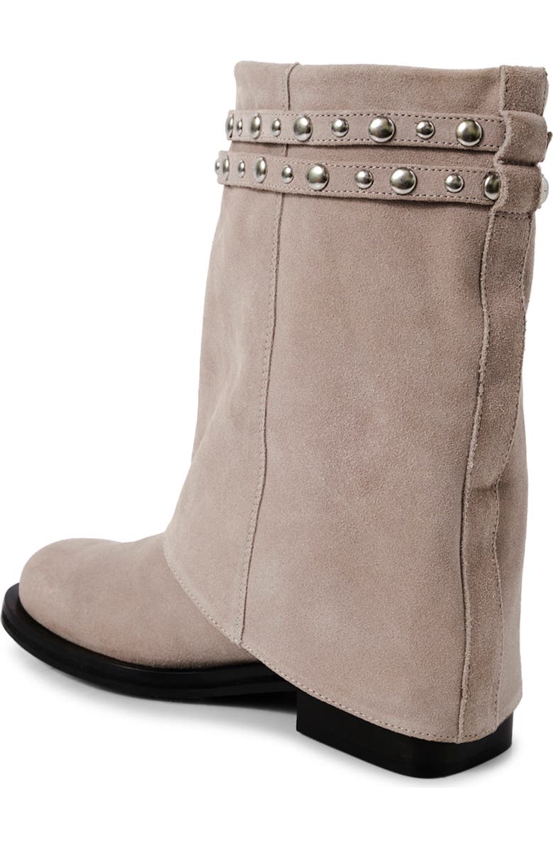 Free People Scorpio Studded Foldover Bootie, Alternate, color, Dust Bunny Suede