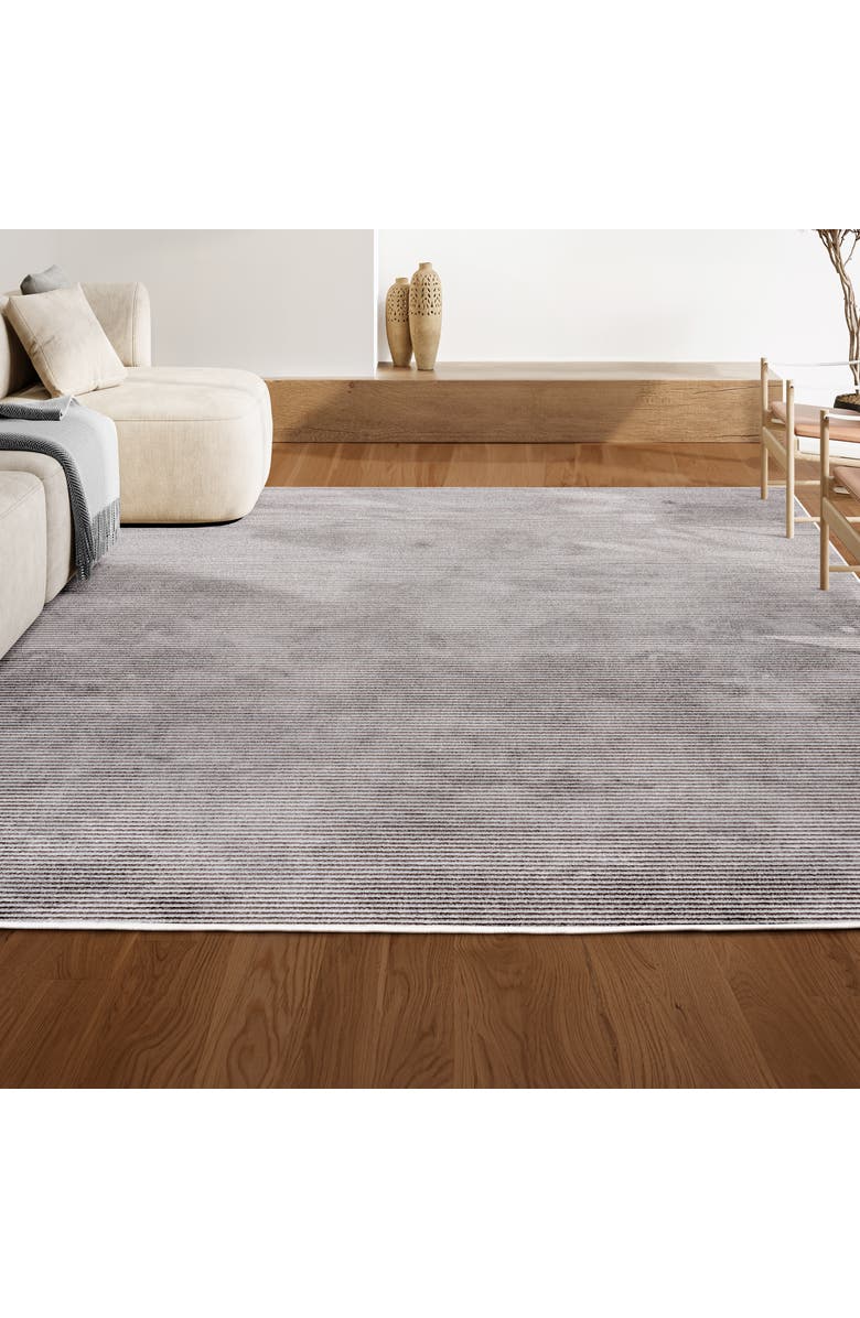 JONATHAN Y Cole Modern Minimalist Pinstripe High-Low Area Rug, Alternate, color, Dark Silver/White