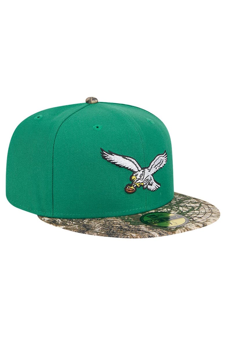 Men's New Era Kelly Green Philadelphia Eagles Active Two-Tone Camo 59FIFTY Fitted Hat, Alternate, color, Kelly Green