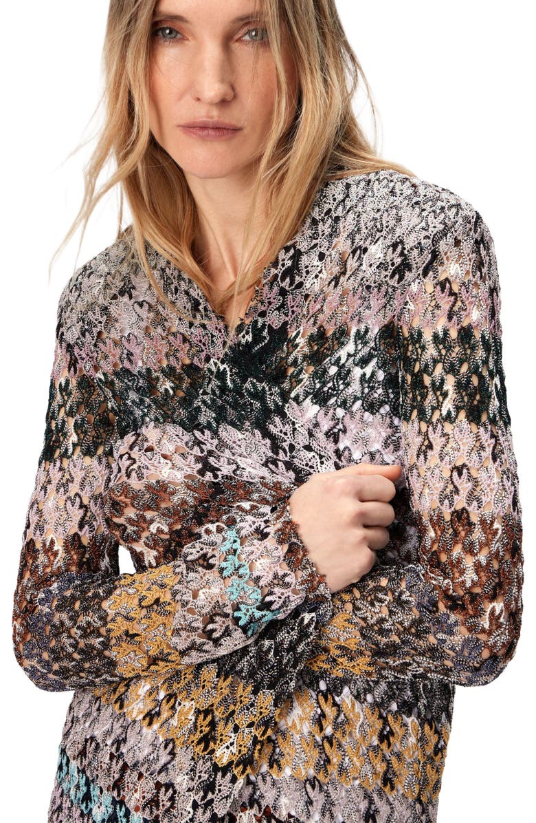 Missoni Long Cardigan With Lace Straps, Alternate, color, Multicoloured