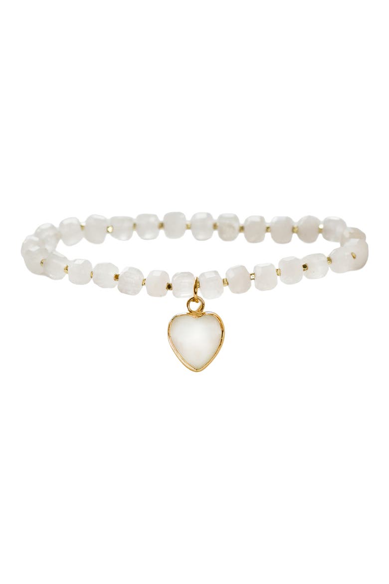 Beaded Heart Pendant Bracelet, Main, color, WHITE AGATE