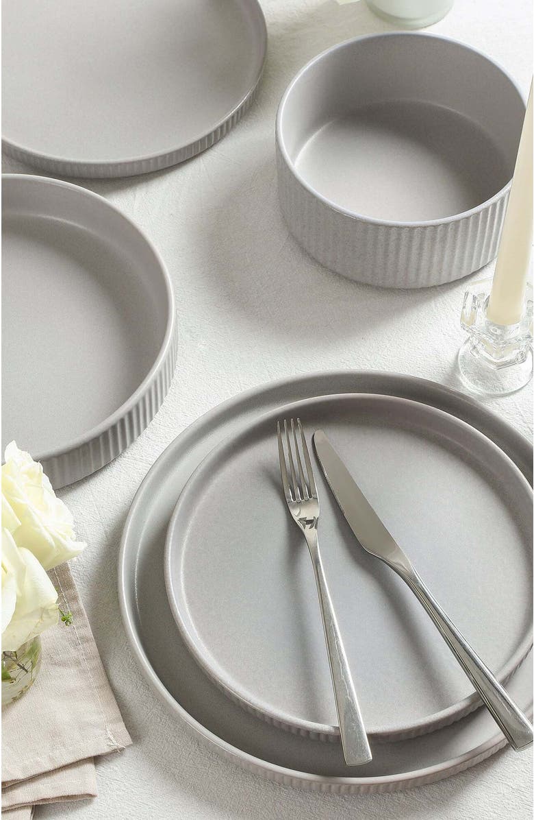Stone Lain Haven Stoneware 32-Piece Dinnerare Set with Glasses, Alternate, color, Grey 12-Piece