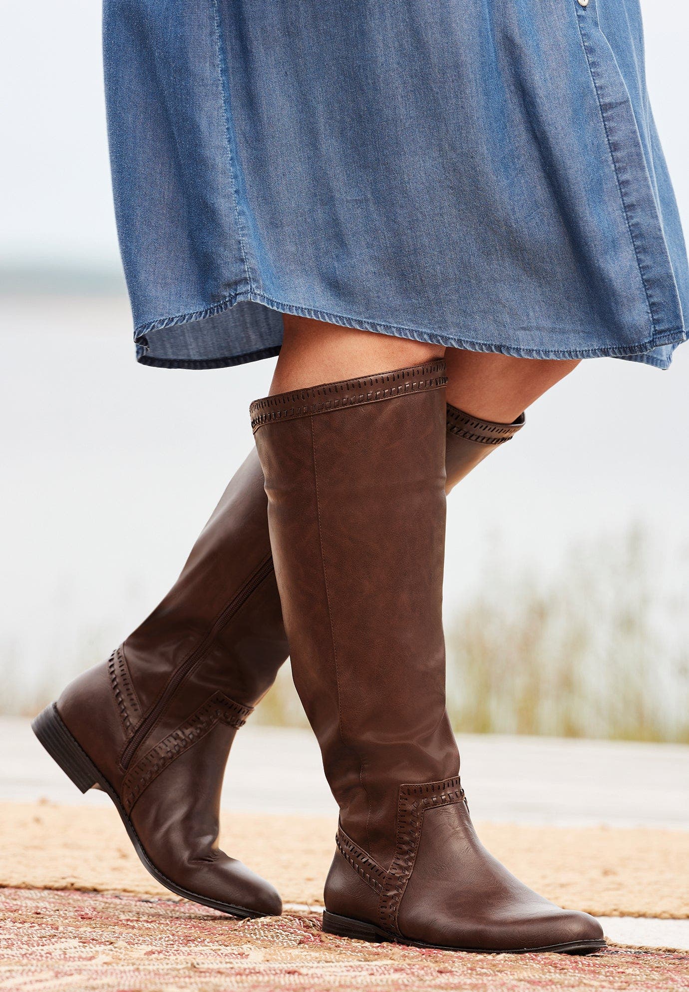 The Malina Wide Calf Boot, Alternate, color, BLACK